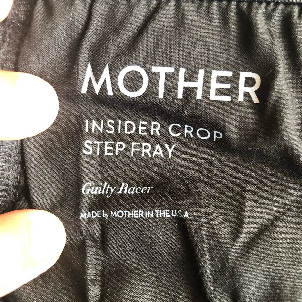 MOTHER The Insider Crop High-Rise Black/Cream Denim Jeans Pants Women’s Size 27